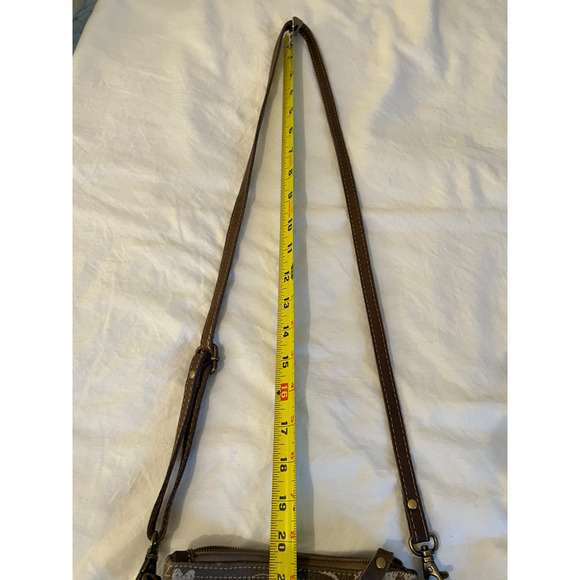 Myra Bag Crossbody Purse Brown Floral Canvas Zip Close Pocket Adjustable Strap - Picture 10 of 10